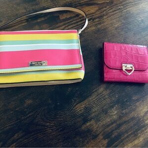 Kate Spade Pink and Yellow Stripe Clutch